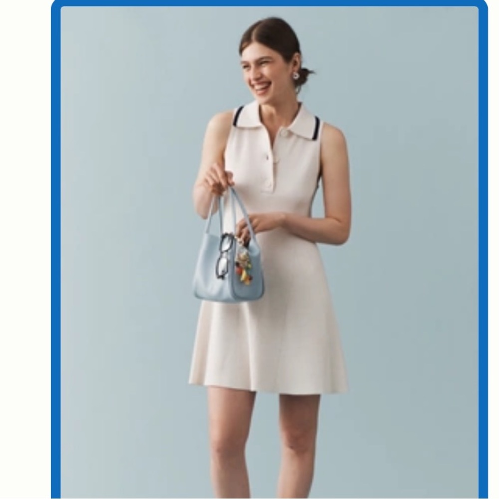 Aligne zephyr Sleeveless collared knit mini Cream Dress